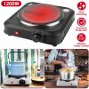 1200W Electric Infrared Single Burner Portable Heating Hot Plate Stove Countertop RV Hotplate with 7.5” Glass Cooktop Stepless Temperature Adjustments