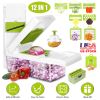 12 In 1 Vegetable Chopper with Container Kitchen Food Slicer Dicer Grater Peeler Egg Separator Hand Protector for Onion Salad Potato