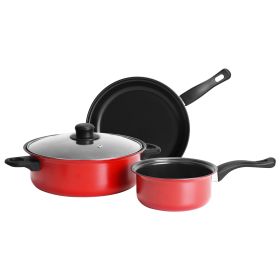 3Pcs Non-Stick Cookware Set Dishwasher Safe Pots And Pans Set Fast Even Heating Included 9.44IN Frying Pan Sauce Pan Dutch Oven With Lid Fit For All S