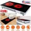 Dual Induction Burners Electric Cooktop 110V Total 1900W Electric Stove Built-in Electric Ceramic Stove with Timer Setting 9 Firepower Levels Over Hea