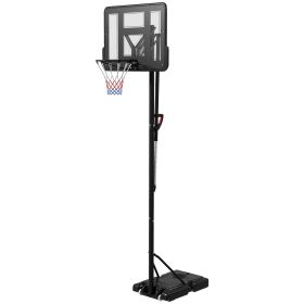 Soozier Portable Basketball Hoop, 7.7-10' Height Adjustable Basketball Goal with 43" Shatterproof Backboard, Wheels, and Fillable Base for Teenag