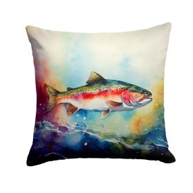 Rainbow Trout Throw Pillow Machine Washable, Indoor Outdoor Decorative Pillow for Couch, Bed or Patio, 14Hx14W