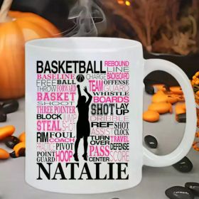 "Basketball Natalie" Ceramic Coffee Mug - Hand-Wash Only, Reusable, Ideal Gift for Sports Enthusiasts, Perfect for