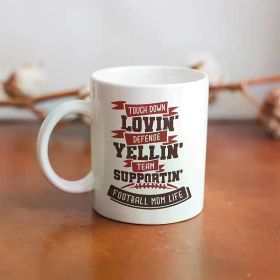 1pc Ceramic Coffee Mug 11oz - Football MAMA Life Design, Ideal Gift for Sports Fans, Friends, Family, Birthday, Party,