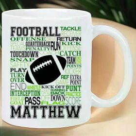 [Cozy Comfort] Matthew's Football-Themed Ceramic Coffee Mug - Insulated, Reusable, Hand Wash Only - Ideal for Sports