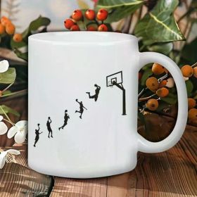Basketball-Themed Ceramic Coffee Mug, Reusable, Microwave Safe, Lead-Free, Novelty Sports Fan Gift,