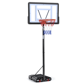 Basketball Hoop Outdoor, 5.2 Ft to 6.8Ft Adjustable Basketball Goal with 32" Backboard & 16" Basket, All Weather Portable Basketball Stand Wheels