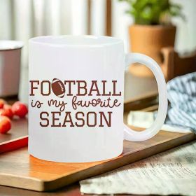 1 Football Season Themed Ceramic Coffee Cup, Reusable, Thermal Insulation Suitable for Sports Enthusiasts White