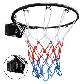 Basketball Double Spring Solid Rim, 18" Steel Basketball Rim for Indoor and Outdoor Black
