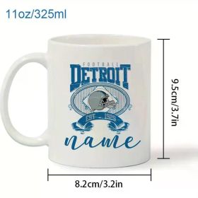Detroit Football Porcelain with Helmet Design - Name, Microwave & Dishwasher Safe, Perfect for Coffee or Water, Ideal Gift for Sports Fans