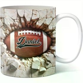 Personalized 3D Sport Ball Break Through Wall 3D Ameriacan Football Mug, 3D Cracked Hole