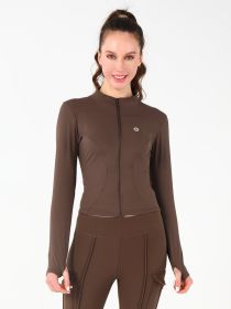 Stand Collar Jacket (Option: Brown-Xl)