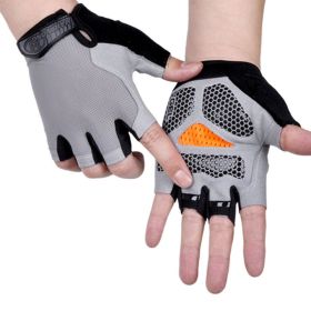 HOT Cycling Anti-slip Anti-sweat Men Women Half Finger Gloves Breathable Anti-shock Sports Gloves Bike Bicycle Glove (Color: Type B--Gray, size: XL)