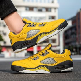 Summer explosion men's luminous AIR retro low-top fashion trend basketball shoes casual sports shoes (Color: Yellow, size: 44)