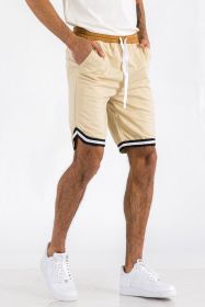 Solid Athletic Basketball Sports Shorts (Color: Khaki, size: 3XL)