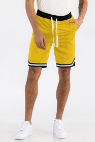 Solid Athletic Basketball Sports Shorts (Color: Yellow, size: 3XL)