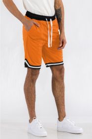 Solid Athletic Basketball Sports Shorts (Color: Orange, size: M)