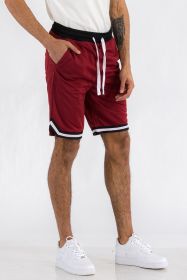 Solid Athletic Basketball Sports Shorts (Color: BURGUNDY, size: 3XL)