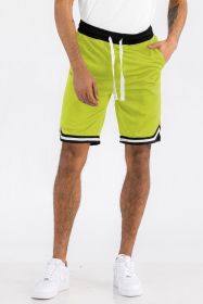Solid Athletic Basketball Sports Shorts (Color: LIME, size: XL)