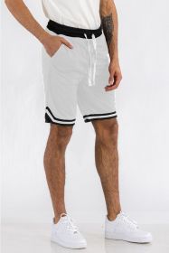 Solid Athletic Basketball Sports Shorts (Color: White, size: M)
