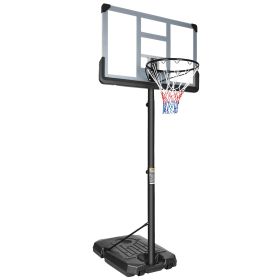 Portable Basketball Hoop Backboard System Stand Height Adjustable 6.6ft - 10ft with 44 Inch Backboard and Wheels for Adults Teens Outdoor Indoor (Color: as Pic)