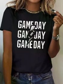 Football Lightning Match Day Comfortable Fit Women'S T-Shirt, Comfortable Close-Fitting, Versatile High-Quality Leisure Sports, (Color: Black, size: XXXL)