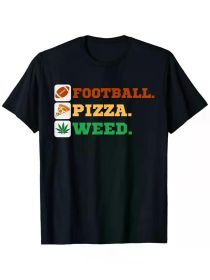 Game Day Fun: 100% Cotton Football & Pizza Graphic Tee - Perfect Gift for Sports Fans, Men & Women, Casual Wear (Color: Black, size: L)