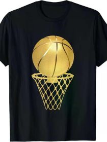 [10,000 Links Basketball T-Shirt] Basketball Player - Trophy Game Coach Sports Lover T-Shirt - 220g Cotton T-shirt, 10, 000 Links (Color: Black, size: S)