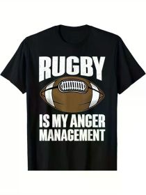 Funny Rugby Design For Men Women Football Sport Rugby Player T-Shirt (Color: Black, size: M)