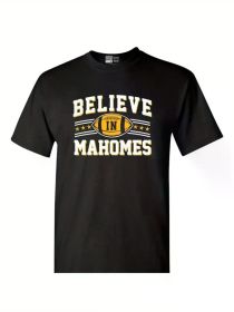 Believe in Mahomes Kansas City Football Fan Wear Sports DT Adult T-Shirt Tee [100% Cotton T-Shirt, (Color: Black, size: S)