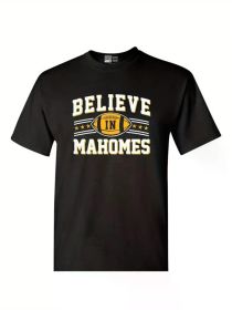 Believe in Mahomes Kansas City Football Fan Wear Sports DT Adult T-Shirt Tee [100% Cotton T-Shirt, (Color: Black, size: XXL)