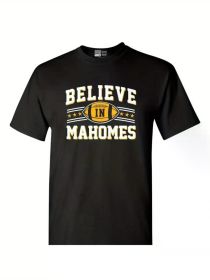 Believe in Mahomes Kansas City Football Fan Wear Sports DT Adult T-Shirt Tee [100% Cotton T-Shirt, (Color: Black, size: M)