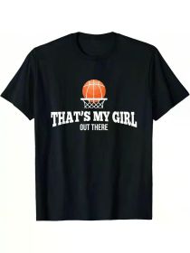 That's My Girl Basketball Graphic T-Shirt for Mom & Dad - Black Cotton Casual Tee with Orange Hoop Design, Perfect for Sports Fans & Family Activ (Color: Black, size: XXXL)