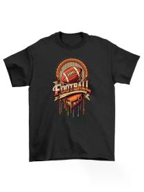 Vintage_65 Football Fan T-Shirt - Sporty & Retro! Fun Print Desi Four Seasons All-Season Universal, Family T-Shirt (Color: Black, size: S)