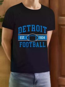 Mens Apparel Gifts Shirt for Men Short Sleeve T Shirts Adult Sports Fan Football Shirts, Regular-Fit, Family T-shirt (Color: Black, size: L)