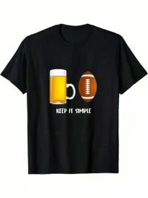 Men's Breathable Cotton T-Shirt with American Football Print - Casual Crew Neck, Short Sleeve Tee for Sports & Outdoor Activities (Color: Black, size: XXL)