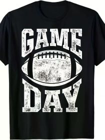 Novelty Short Sleeve Game Day Football Season Fun Men Women Team Sports Retro T-shirts (Color: Black, size: XXXL)