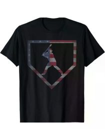 Boys' Vintage American Flag Baseball Graphic T-Shirt | 100% Cotton | Round Neck (Color: Black, size: L)
